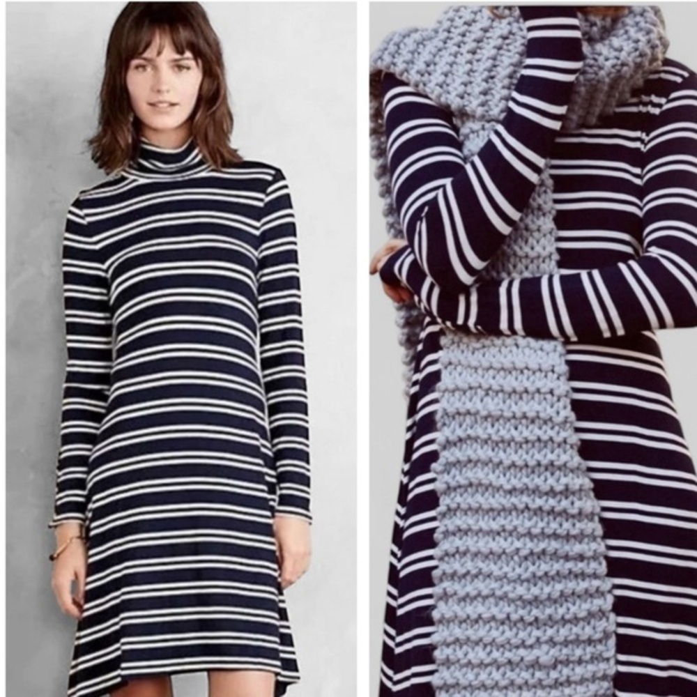 Anthropologie Navy and White Striped Dress